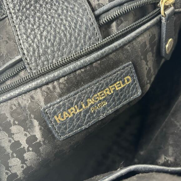 Karl Lagerfeld Flora Leather Tote Handbag Black - Picture 4 of 5